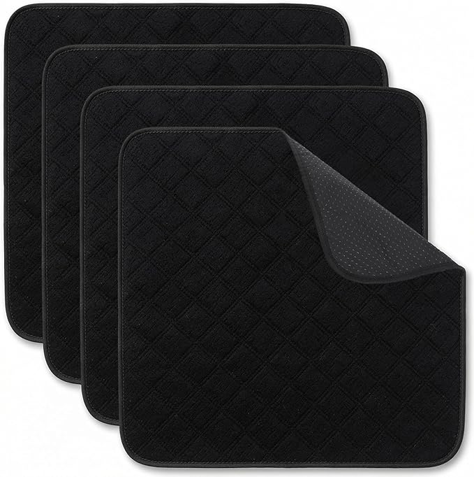 Kenaoeo 22 x 21 Inch Waterproof Chair Pads for Incontinence 4 Pack Reusable Washable Absorbent Seat Protector Pads Non Slip Wheelchair Accessories for Home and Travel, Black