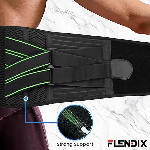 Lower Back Brace for Lower Back Pain, Breathable Back Support Belt, Lumbar Support for Men and Women, Back Brace with Adjustable Support Straps and Removable Lumbar Pad for Work & Everyday Use (Green, S (Waist 28.4"-32.7"))