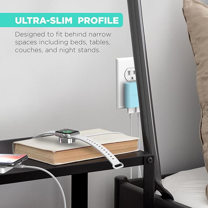 iHome 2-Port USB Wall Charger, AC Pro Multiport Plug Adapter, Phone Charging Block with Dual Ports for Home & Travel