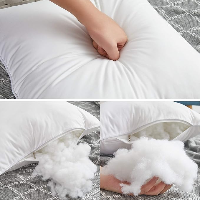 Oubonun 28 x 28 Euro Pillow Inserts with 100% Cotton Cover - Square Interior Sofa Decorative Throw Pillow Insert Set of 2 - White Couch Pillow