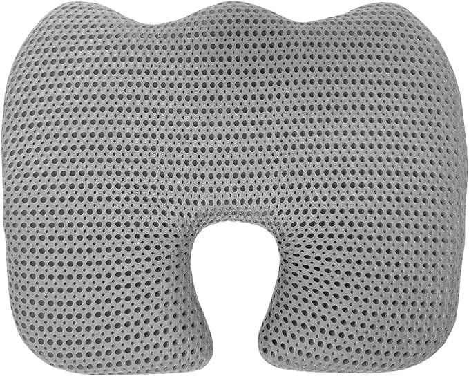 Gooo&Ma Office Chair Cushion - Air Fiber Seat Cushion for Tailbone Pain Relief, Breathable Cooling U-Shape Desk Chair Pad for Car & Gaming, Ergonomic Memory Foam Alternative Washable(Grey)