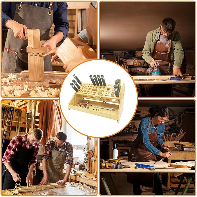 Bamboo Screwdriver Organizer - Repair Tool Storage Holder Tool Storage Organizer Workbench Desktop Rack