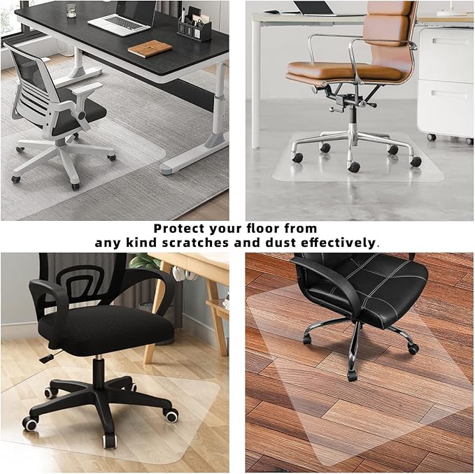 BesWin Clear Chair Mat for Hardwood Floor - 36"x48" Heavy Duty Desk Chair Mats for Office Chair - Transparent Computer Floor Mat Office Home Floor Protection Mat for Wood/Tile