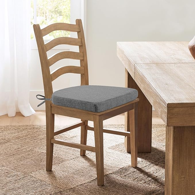 Chair Cushions for Dining Chairs, Non Slip Chair Pads with Ties and Washable Covers, Memory Foam Kitchen Chair Cushions Set of 6, 16"X16"X2.5", Dark Gray