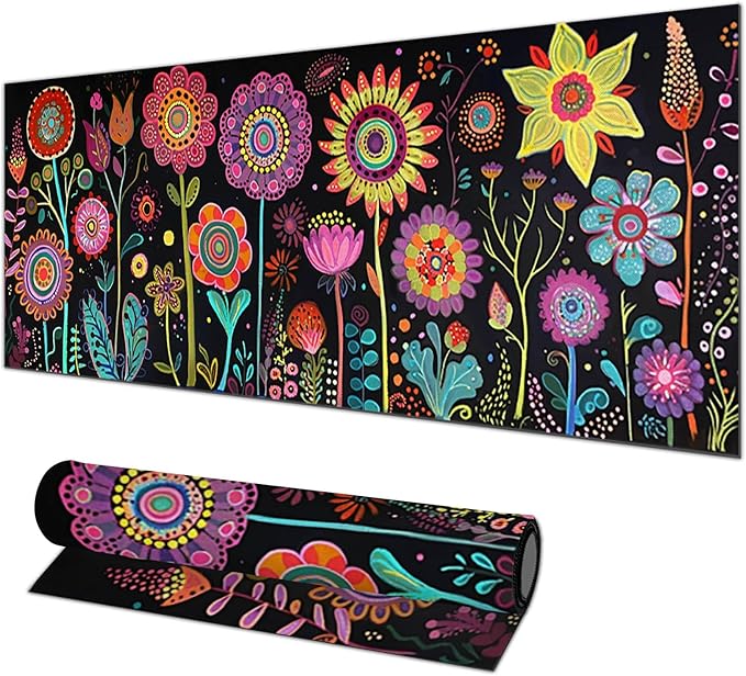 HOMETITUTE Large Mouse Pad 31.5 x 11.8 Inch Colorful Floral Desk Mat Oversized Extended Mousepad Waterproof Non Slip Rubber Base Desk Pad Keyboard Mat Computer Accessories for Office Home