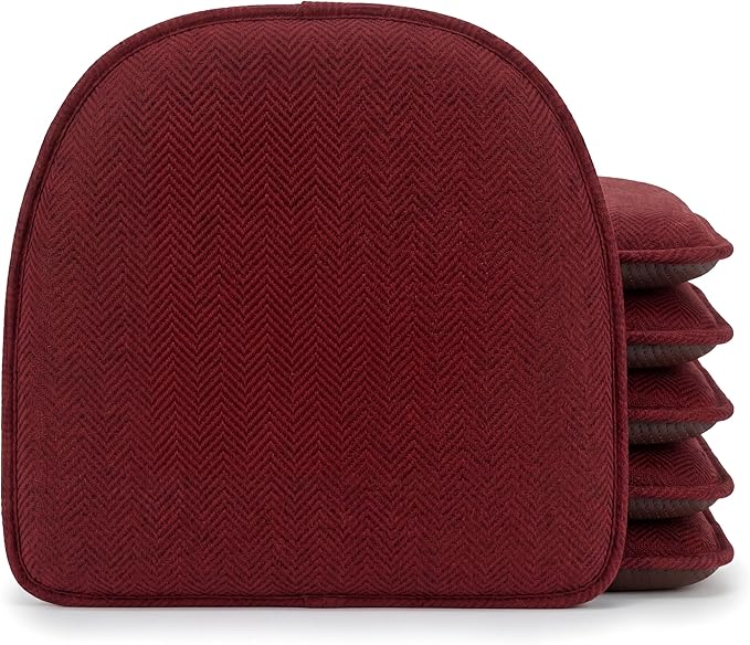 Klear Vu Raindrop The Gripper Non Slip Chair Cushions, Soft & Comfortable Seat Pad, Sitting Pillow for Kitchen, Dining or Office, 6 Count (Pack of 1), 04 Red