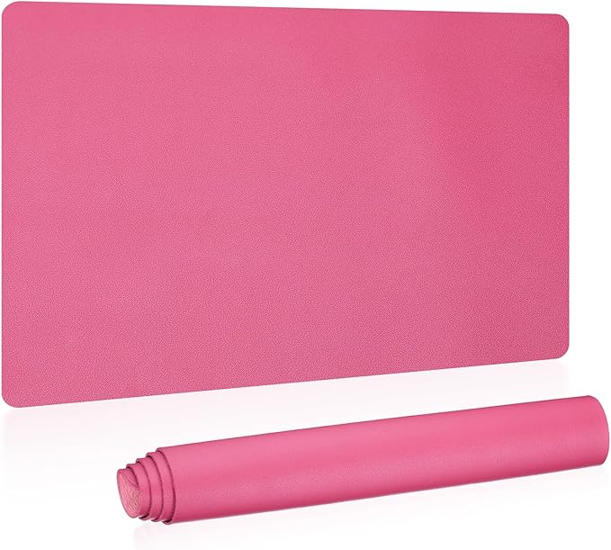 PATIKIL Desk Mat, 24"x13" Non-Slip Waterproof PU Leather Desk Pad Dual Sided for Office Home Work Study, Rose Red