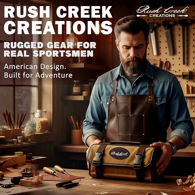 Rush Creek Creations 29" x 10" Portable Gun Cleaning Mat for Pistols and Handguns, Heavy-Duty Shooting/Pistol Cleaning Mat with Waxed Canvas and Soft Wool Interior, Brown