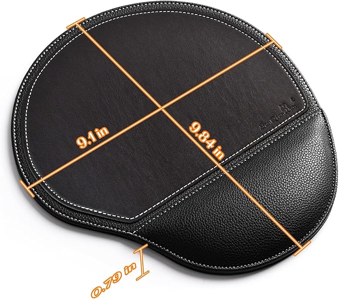 Black Office Square Leather Mouse Pad with Wrist Rest Non-Slip Design, Business Style Gaming PU Mousepad for Learners, Workers &Computer Users.