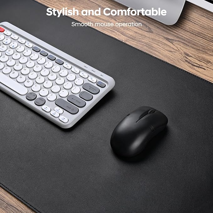 Leather Desk Pad Protector, Office Desk Mat, Large Mouse Pad, Non-Slip PU Leather Desk Blotter, Waterproof Computer Desk Writing Pad for Office and Home (Black, 47.2" x 23.6")