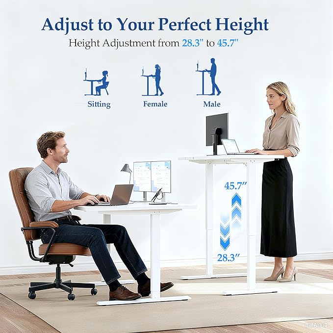 Klicelor L Shaped Standing Desk 59 x 35.4 Inch, Electric Height Adjustable Corner Desk for Home Office Workstation, Ergonomic Sit Stand Computer Table with Memory Controller, White