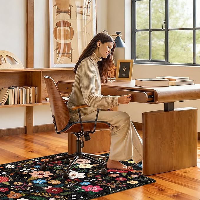 Office Chair Mat for Hardwood Floor & Tile Floor,48"X 60" Heavy Duty Desk Chair Mat for Hard Floors, Under Desk Rug for Rolling Computer Chair,Anti Slip,Low Pile Carpet Protector-Convex Colorful