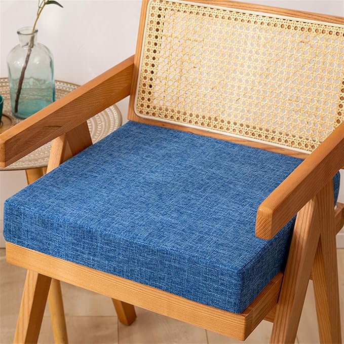 Reyox Square Non Slip Seat Cushion Thicken Chair Cushion for Recliners, Armchairs 3" Thick Blue 20" x 20"