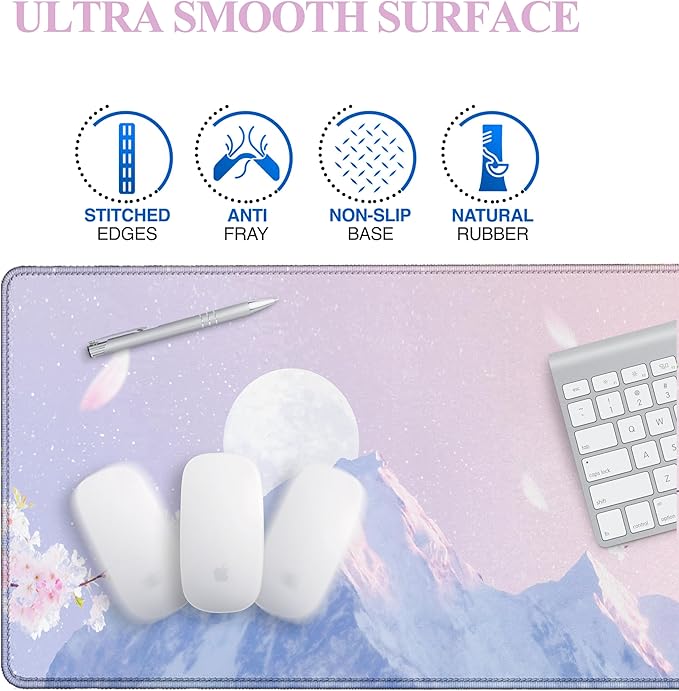 Pink Mouse Pad Large XXL Mousepad 34.65" x 15.75" Extended Gaming Desk Pad Laptop Computer Mousepad with Non-Slip Rubber Stitched Edges for Office, Work, Game