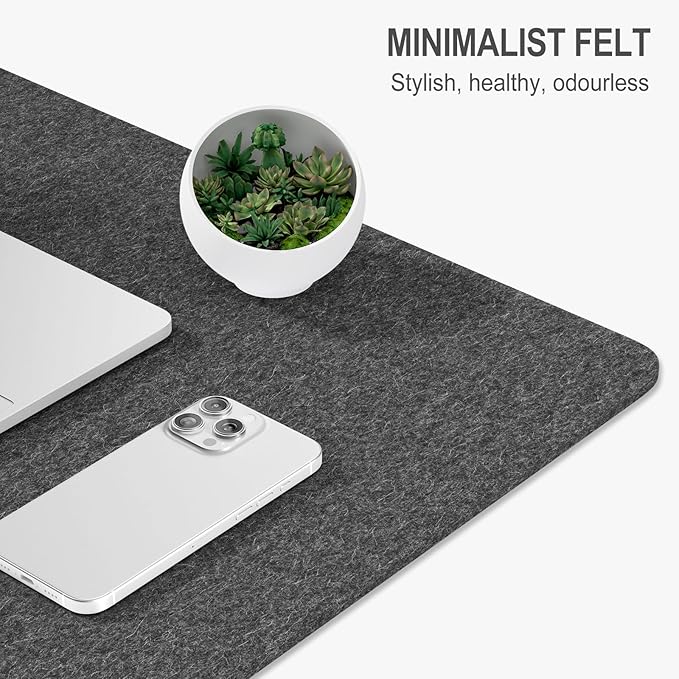 Auhoahsil Felt Desk Mat, Minimalist Large Mouse Pad XL 31.5 x 11.8 in, Desk Matt for Desktop, Keyboard, Laptop, Computer, Office, Work from Home, Gaming, Gray