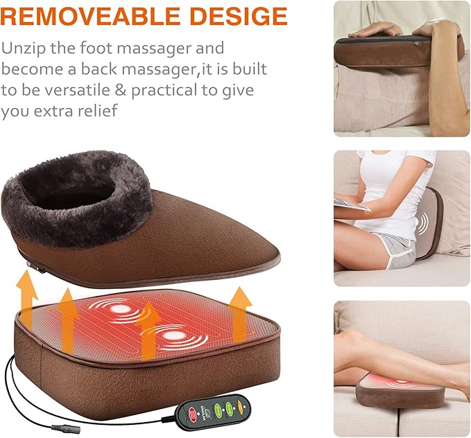 Snailax 3-in-1 Foot Warmer & Back Massager and Foot Massager with Heat, Foot Heater with Vibration Massage and 2 Settings Heat, Feet Warmers Massager for Foot,Leg,Back