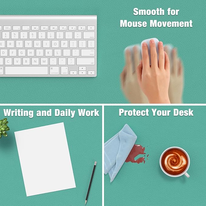 Hsurbtra Desk Pad, 35.5" x 17" PU Leather Desk Mat, XXL Extended Mouse Pad, Waterproof Desktop Blotter Protector, Non-Slip Ultra Thin Large Laptop Keyboard Writing Mat for Office Home, Fruit Green