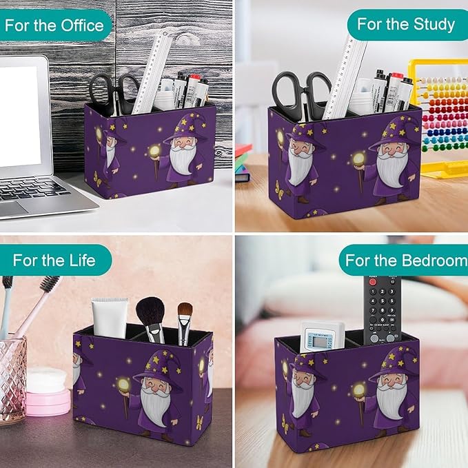 Office Storage Pen Organizer Box Gnome Purple, Ideal for Office, Classroom, and Home