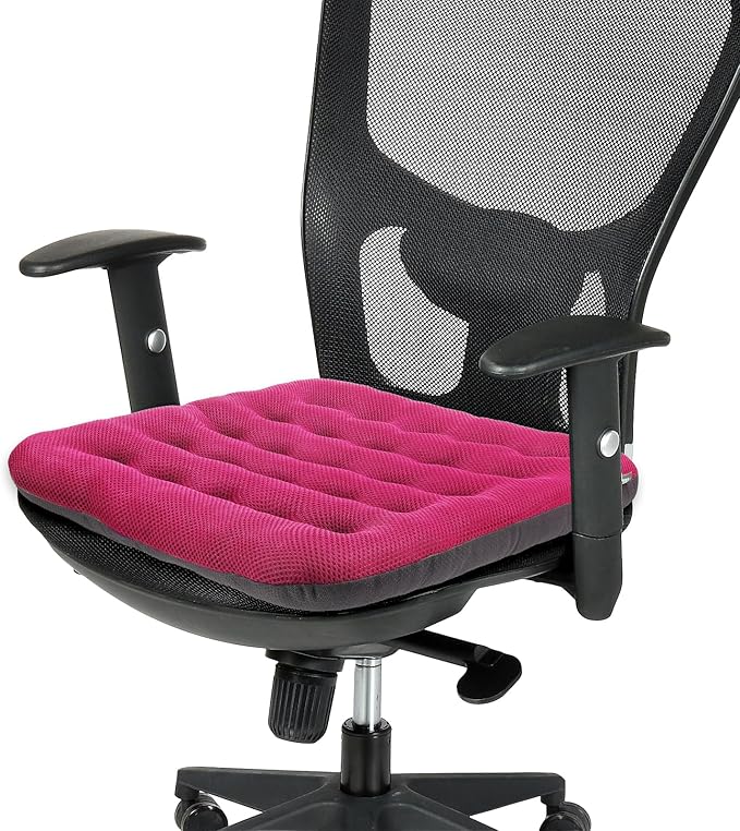 SINOSSO Excellent Support Effect Office Chair Cushion 1 Pack, Luxury Air Mesh Breathable Non-Slip Desk Computer Seat Cushion, Kitchen Dining Room Square Chair Pad (1 Count, Rose Pink)