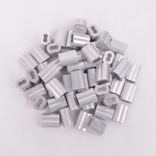 Aluminum Crimping Loop Sleeve for 5/32" Diameter Wire Rope and Cable (5/32" 50PCS)