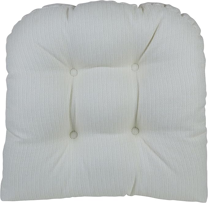 Klear Vu Gripper Overstuffed Universal Non-Slip Dining Chair Cushions for Kitchen Decor or Office Use, U-Shaped Skid-Proof Seat Pad, 15x15 Inches, 2 Count (Pack of 1), Solid Ivory