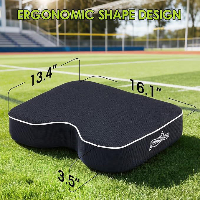 Stadium Cushion with Dual-Layer Foam (30D Support + 40D Memory), High Elasticity & Breathable, Waterproof Thick Bleacher Pad for Long Games, Portable for Outdoor Indoor Seating