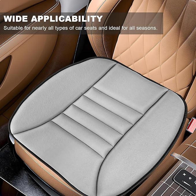 Car Seat Cushion, 1.2" Thick Comfortable Memory Foam Driver Seat Pad with Nonslip Bottom, Breathable Chair Bottom Mat Pressure Relief Pad for Truck SUV Sedan, Car Accessories (Gray)