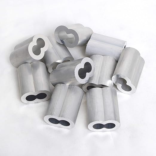 Wire Rope Sleeve, for Wire Rope Dia. 1/2", Aluminum Alloy, PK 10