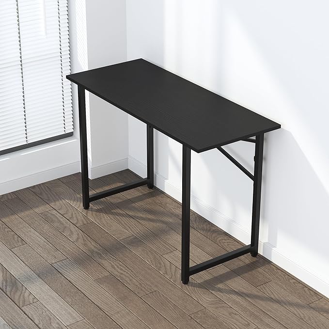 Lutown-Teen Folding Computer Desk 47 inch Writing Gaming Computer Camping Table, No Assembly Required Home Office Desk, Black