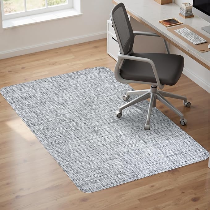 Sycoodeal Office Chair Mat for Hardwood & Tile Floor,Computer Gaming Chair Mat for Rolling Chairs Non-Curve, Anti-Slip, Heavy Duty Floor Protector for Home Office,Grey (40" x 55")