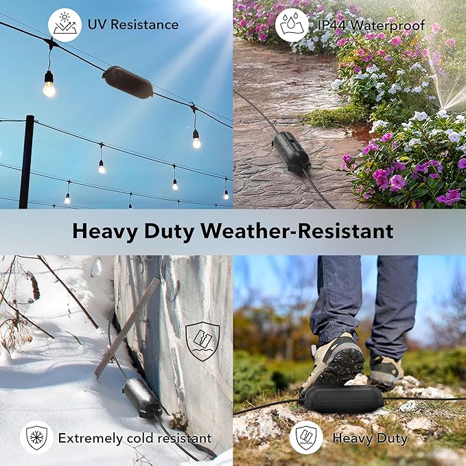[3 Pack] Outdoor Extension Cord Cover Waterproof, BN-LINK Outdoor Plug Protector, Electrical Connection Box for Holiday String Lights & Tools, Black