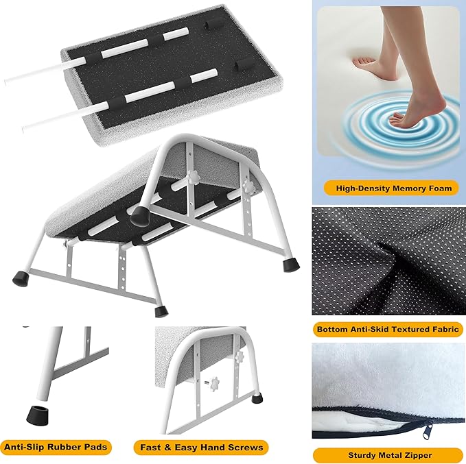 Under Desk Footrest with Memory Foam,Adjustable 10-Level Ergonomic Foot Rest for Office & Gaming Desk for Leg Rest,Reinforced Metal Frame,Non-Slip Base Extra Large（White No Baseplate