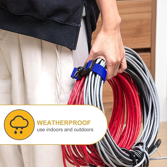 12 Pack 17 Inch Adjustable Extension Cord Holder Organizer with Triangle Clips for Garage Organization and Storage Heavy Duty Extension Cord Hanger for Men Workshop (Red& Blue& Yellow)