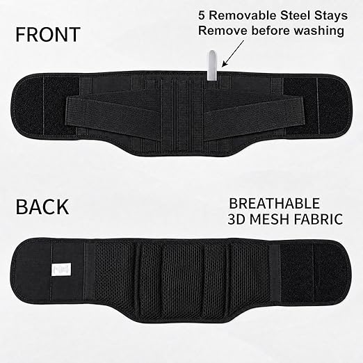 Back Brace for Lower Back Pain Relief, Wide Lumbar Support Belt for Men & Women, 5 Removable Metal Stays, Herniated Disc, Sciatica, Work & Lifting, Breathable Back Support (X-Large 45"-50.9")