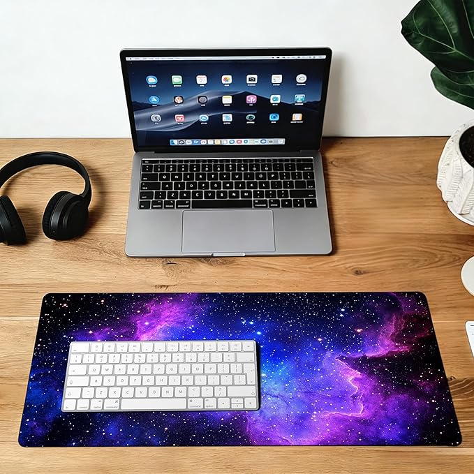 Large Gaming Mouse Pad Galaxy Stars Space Desk Mat,Non-Slip Rubber Base Stitched Edges,Extended Mousepad for PC,Laptop,Office,Home Decor(31.5 x 11.8 Inch)