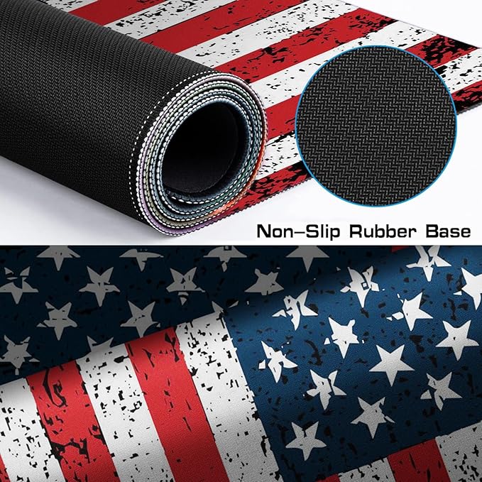 American Flag Extended Office Desk Pad Protector Computer Home Desk Game Decoration Large Mouse Pad 35.4X15.7 Inches