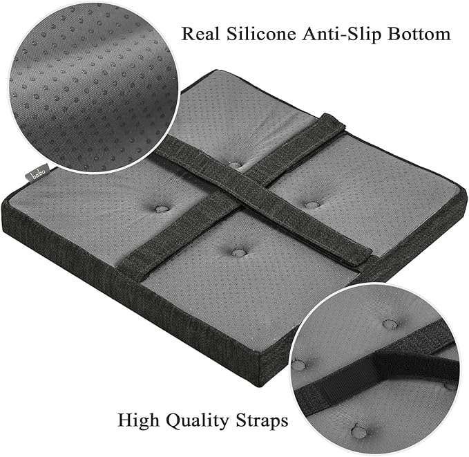 baibu 12 Inches Memory Foam Square Seat Cushion, Dual-Layer Design Bar Stool Square Seat Cushion with Ties - 1 Pads Only, Gray-Black (12'' (30CM))