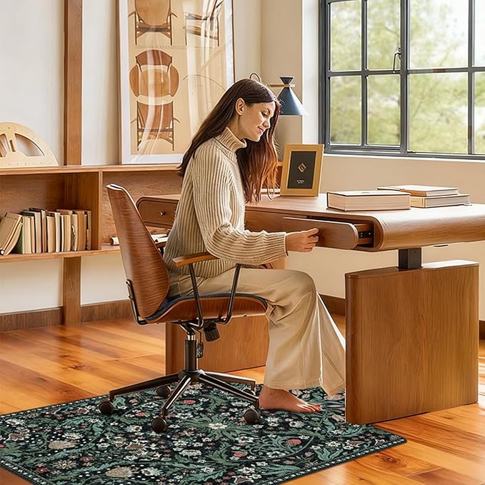 Office Chair Mat for Hardwood Floor & Tile Floor,48"X 60" Heavy Duty Desk Chair Mat for Hard Floors, Under Desk Rug for Rolling Computer Chair,Anti Slip,Low Pile Carpet Protector-Convex Green Grass