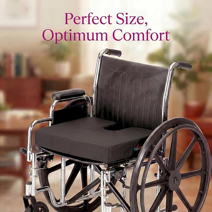 NOVA Coccyx Seat Cushion – High Density Foam U-Shaped Pillow for Tailbone Pain Relief, Sciatica & Back Support – Fits Wheelchair, Office Chair & Car – Non-Slip, Washable Cover – 20” x 16” x 3”