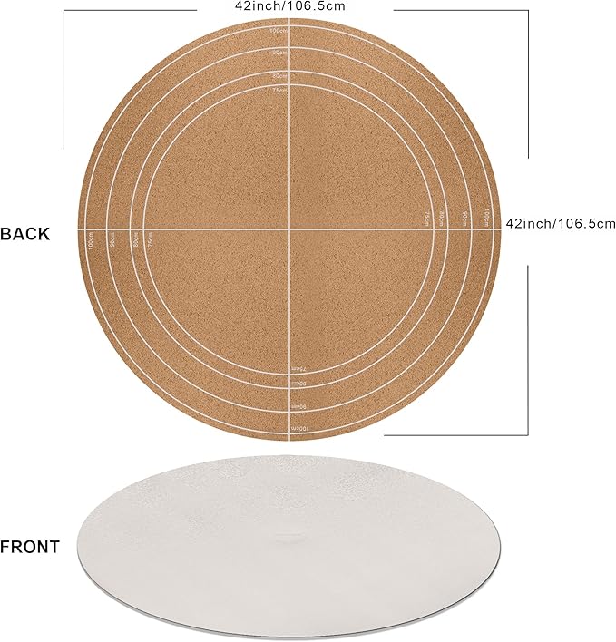 CENNBIE 42/40/36/32/30 Inches Round Table Mat - Cork Leather Table Pad Protector - Suitable as Side Dining Coffee Table Cover - Can Be Cut to Fit (Cream)