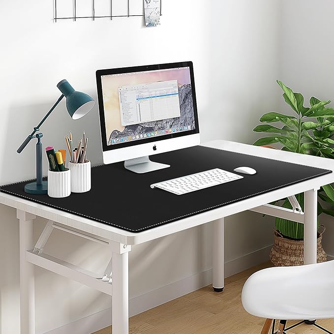 Vyaaa 40”x24“ PU Leather Desk Mat, Large Office Desk pad, Waterproof Desk Pad Protector, Computer Mouse Pad Suitable for Home or Office Desks (Black)