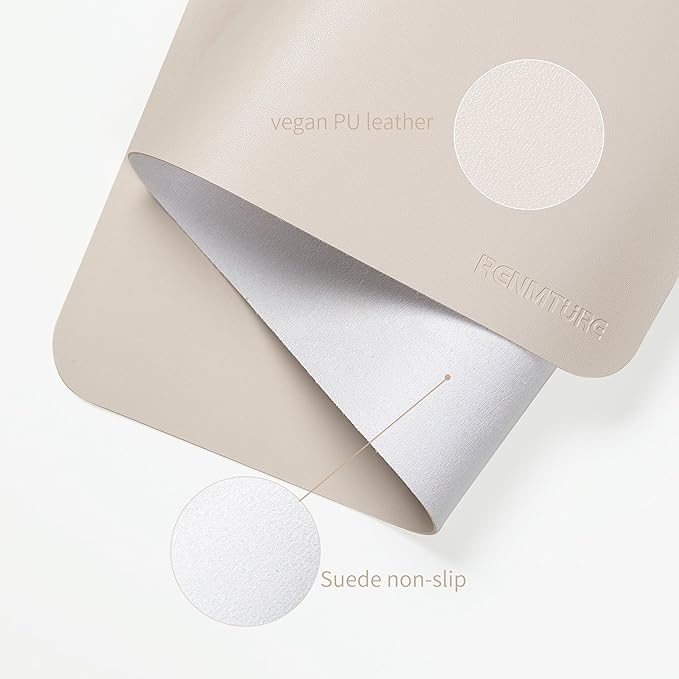 RENMTURE PU Mouse Pad, Faux Leather Large Desk Pad, Home Work Office Accessories, Non-Slip Desk Mat, Waterproof Gaming Pad Desk Blotter (36"x17", Beige)
