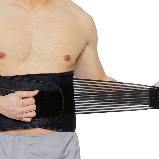 NeoTech Care Neoprene Back Brace for Men or Women - Adjustable & Breathable Lumbar Support Belt for Lower Back Pain (Blue, Size L)