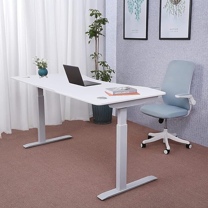 ApexDesk 60" Elite Height Adjustable Desk w/Cabinet Bundle (White Desk/White Cabinet)