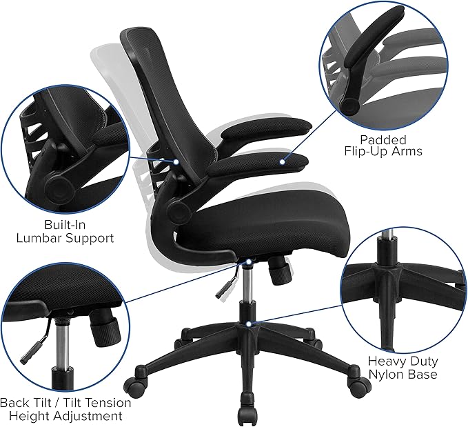 Flash Furniture Work From Home Kit - Adjustable Computer Desk, Ergonomic Mesh Office Chair and Locking Mobile Filing Cabinet with Inset Handles