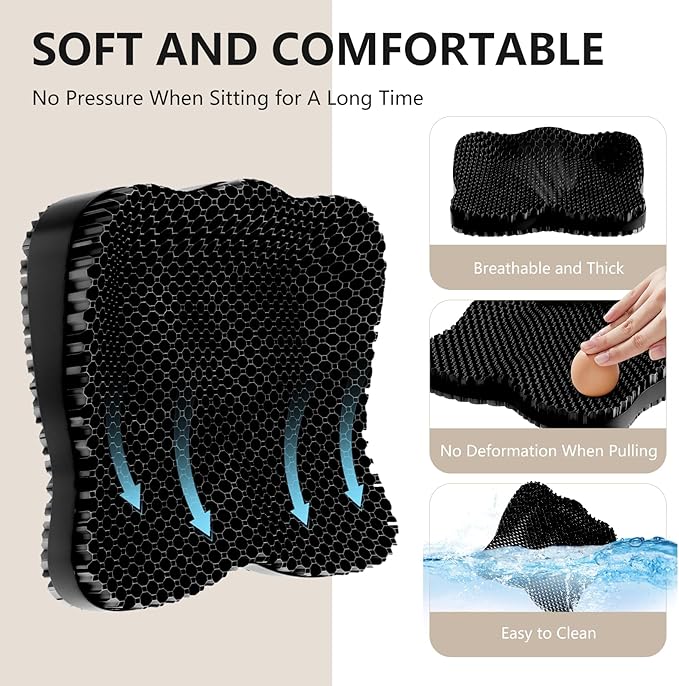 Enlarged Gel Seat Cushion 19in Super Large Thick, Gel Cushion Seat for Pressure Relief for Long Siiting, Coccyx Sciatica Pain Relief, Egg Cushion Chair Pads for Wheelchair Car Office Chair