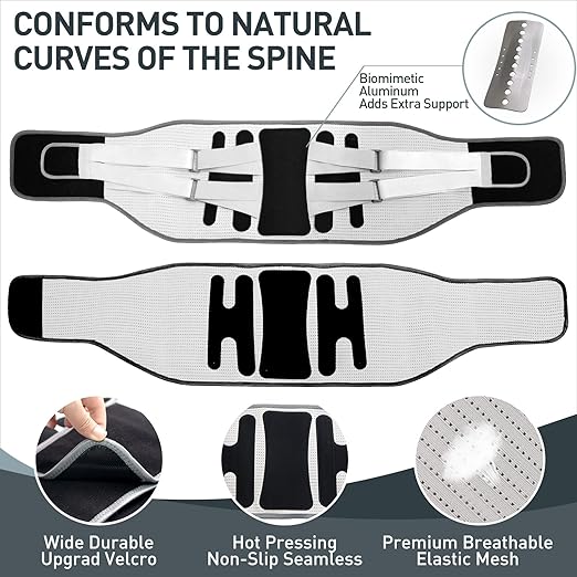 Back Brace for Lower Back Pain - Lumbar Support with Bionic Support System, Adjustable Belt for Men Women, Relieves Sciatica, Herniated Disc, Scoliosis, Posture Correction for Workout, Daily Use, Heavy Lifting(Black,Medium)