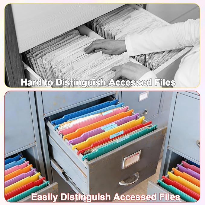 party greeting 8 Pack File and Folder Dividers 9x11.4 Inches Plastic Hanging Filing Cabinet Dividers Organizers Insertable File Separators Supplies for Office Drawer Organization (Rainbow)