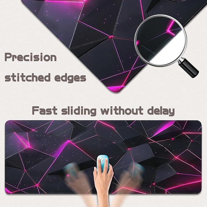 Gaming Mouse Pad - (31.5"×11.8") Honeycomb Large Mouse Pads for Desk - Desk Mat for Keyboard and Mouse with Non-Slip Base, Desks Pad Matfor Game/Office & Home (Black Rose Red)
