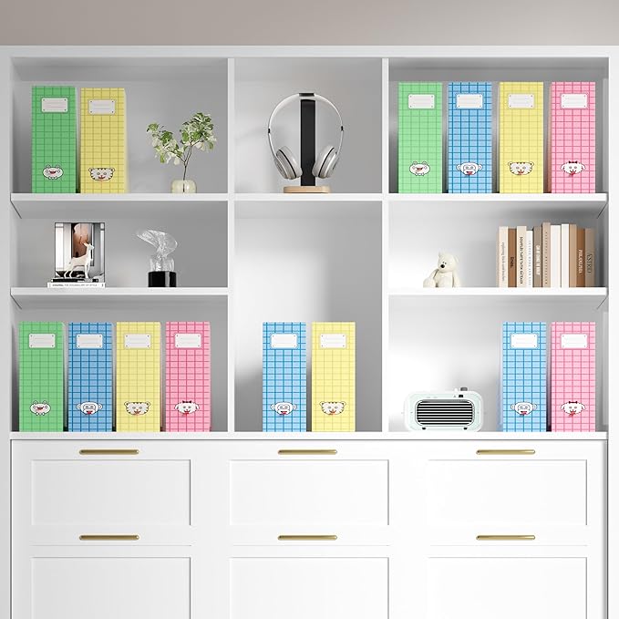JiaWei Magazine File Holder Foldable Storage Boxes for Documents - Set of 2 Cardboard Magazine Rack Made of 2150 g/m² 10.5 cm Wide，Desk Organizer for Classroom, Home, and Office - Green